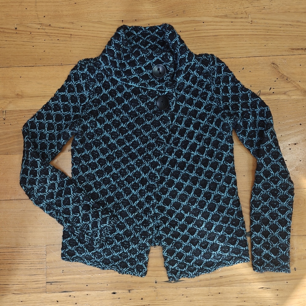 Krimson Klover Black and Blue Patterned Sweater